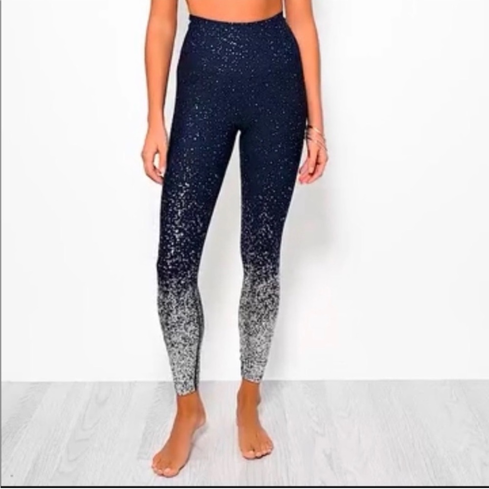 Beyond Yoga Navy/Silver Ombre + Nux galactic storm Leggings small EUC